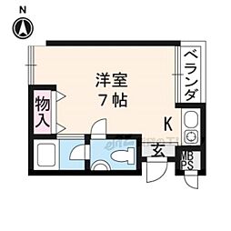 京都市営烏丸線 十条駅 徒歩5分の賃貸マンション 3階ワンルームの間取り
