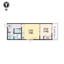 ジーニアススクエア四条高辻 4階1LDKの間取り
