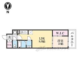 シエーナグランデ四条烏丸 2階1LDKの間取り