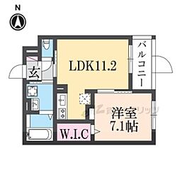 シャルマン唐橋南 1LDKの間取図画像