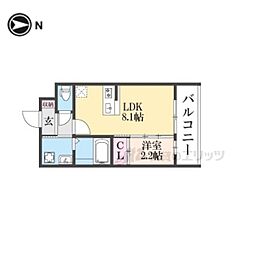 アドバンス京都リエートII 3階1LDKの間取り