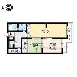京阪京津線 御陵駅 徒歩25分の賃貸マンション 3階2LDKの間取り