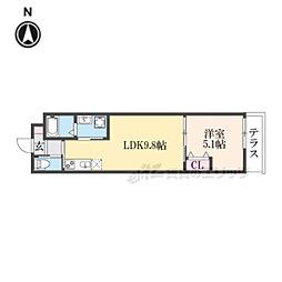 LEI椥辻 1LDKの間取図画像