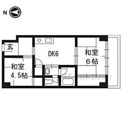 コーポ聖 1階2DKの間取り