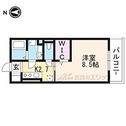 近鉄京都線 上鳥羽口駅 徒歩4分の賃貸アパート 3階1Kの間取り