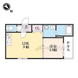 フラッツ六地蔵 1LDKの間取図画像