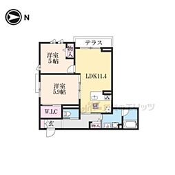 シャーメゾン丹波橋in桃山 2LDKの間取図画像