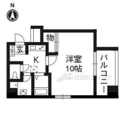 オルテンシア 1Kの間取図画像