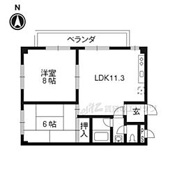 ヤムズビレッジ 2DKの間取図画像