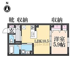 ラ・トランス 1LDKの間取図画像