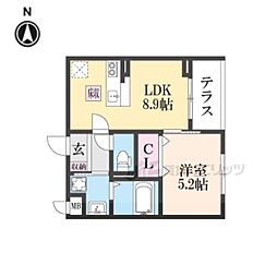 ソレイユ八条春日 1LDKの間取図画像