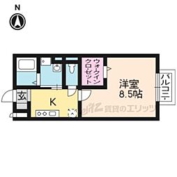ソレイユ稲荷 1Kの間取図画像