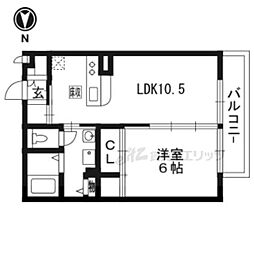 セジュール離宮 1LDKの間取図画像