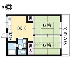ロイヤルハイツ和田 2DKの間取図画像