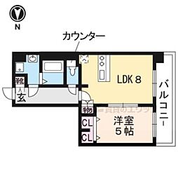 プレサンス京都天使突抜奏 1LDKの間取図画像