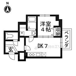 プレステージ翼 1DKの間取図画像