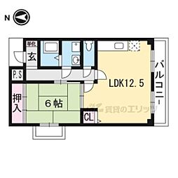 トーシンハイツ桃山 1LDKの間取図画像