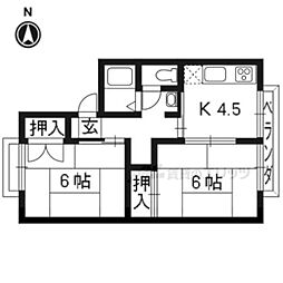 パレーシャル柳田 2DKの間取図画像