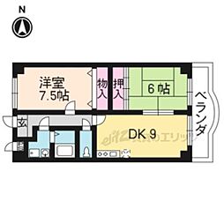 ピア・レジデンス羽束師 2LDKの間取図画像