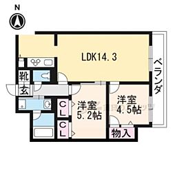 セントリヴィエ二条 2LDKの間取図画像