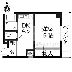 シフォン神泉苑 1DKの間取図画像