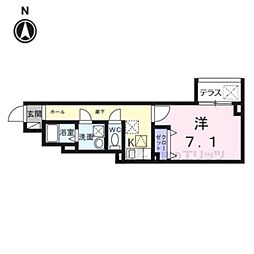 ヒカルサ京都伏見深草 1Kの間取図画像