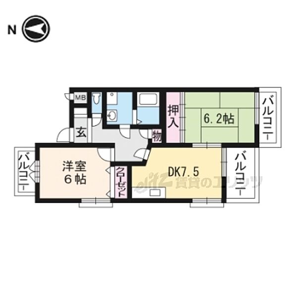 グランバード西野II 301｜京都府京都市山科区西野大鳥井町(賃貸マンション2DK・3階・50.05㎡)の写真 その2