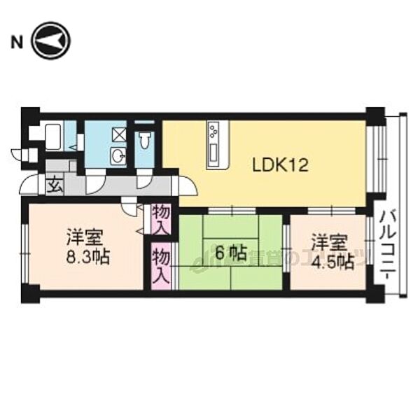 グランＫ’ｓ 503｜京都府宇治市伊勢田町大谷(賃貸マンション3LDK・5階・67.96㎡)の写真 その2