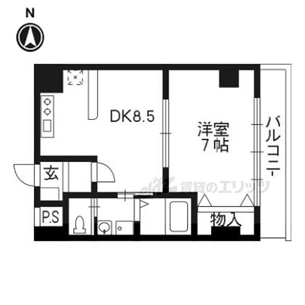 グラン・リヴィエール西京極 303｜京都府京都市右京区西京極橋詰町(賃貸マンション1DK・3階・34.00㎡)の写真 その2