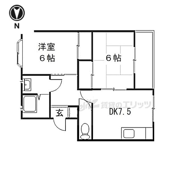 コーポ春田 203｜京都府向日市物集女町御所海道(賃貸アパート2DK・2階・46.50㎡)の写真 その2