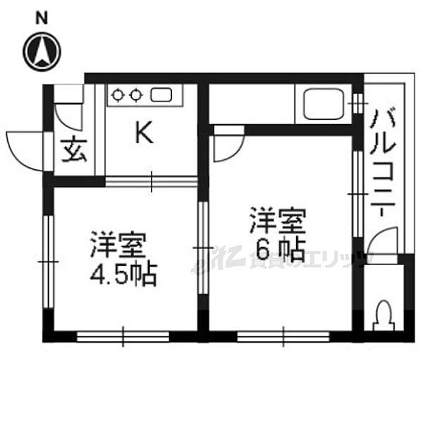 京都府京都市伏見区深草西浦町6丁目(賃貸マンション2K・2階・28.30㎡)の写真 その2