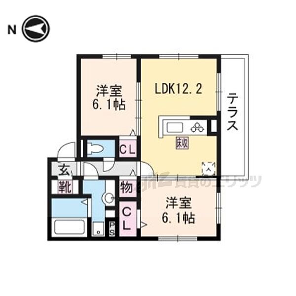 京都府京都市山科区西野山百々町(賃貸アパート2LDK・1階・57.98㎡)の写真 その2