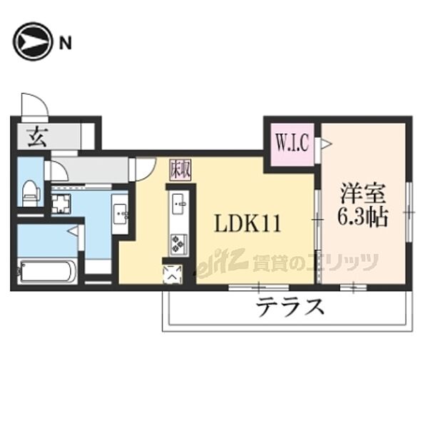 京都府京都市山科区北花山河原町(賃貸アパート1LDK・1階・43.97㎡)の写真 その2