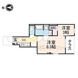 京都地下鉄東西線 石田駅 徒歩17分の賃貸アパート 1階2Kの間取り