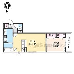 アイル京都八条 3階1LDKの間取り