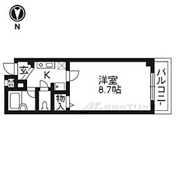 安村マンション 2階1Kの間取り