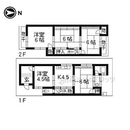 京阪本線 中書島駅 徒歩29分の賃貸一戸建て 2階5DKの間取り