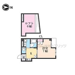 京都市営烏丸線 九条駅 徒歩3分の賃貸マンション 3階1Kの間取り