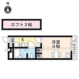 阪急京都本線 長岡天神駅 徒歩35分の賃貸アパート 1階1Kの間取り