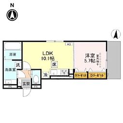 京阪宇治線 六地蔵駅 徒歩6分の賃貸アパート 1階1LDKの間取り