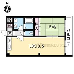 コーポポルスター 2階1LDKの間取り