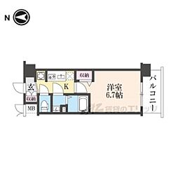 ソルテラス京都JUJO薫 6階1Kの間取り