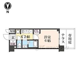 プレサンス十条凛華 1Kの間取図画像