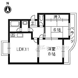 ファームハイツ高畑 2LDKの間取図画像