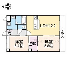 JR東海道・山陽本線 長岡京駅 徒歩9分の賃貸マンション 1階2LDKの間取り