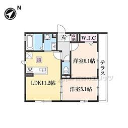 ＧＲＡＭＭ桂北滝川Ｃ棟 1階2LDKの間取り