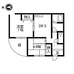パルアベニュー醍醐 2階2DKの間取り