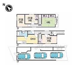 JR奈良線 JR藤森駅 徒歩19分の賃貸一戸建て 4DKの間取り