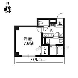 カンタル中書島 2階1Kの間取り