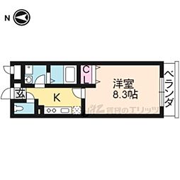 京阪本線 龍谷大前深草駅 徒歩5分の賃貸アパート 2階1Kの間取り